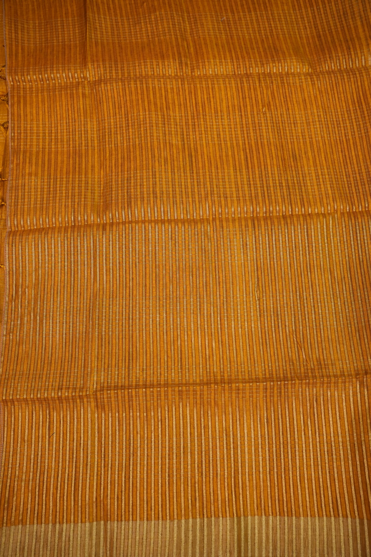 Semi Tussar Linen Silk Saree – Mustard Yellow