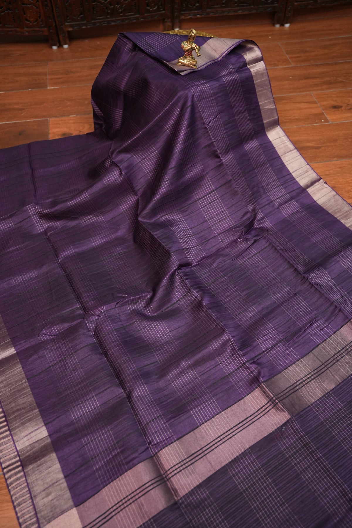 Semi Tussar Linen Silk Saree – Purple