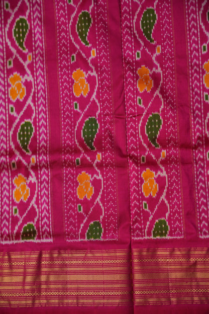 Pure Ikkat Soft Silk Saree - Pink & White