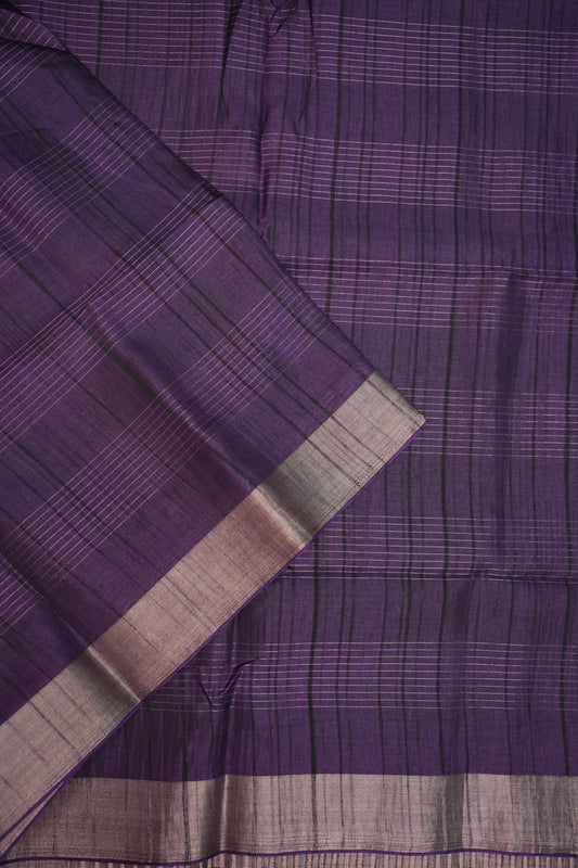 Semi Tussar Linen Silk Saree – Purple