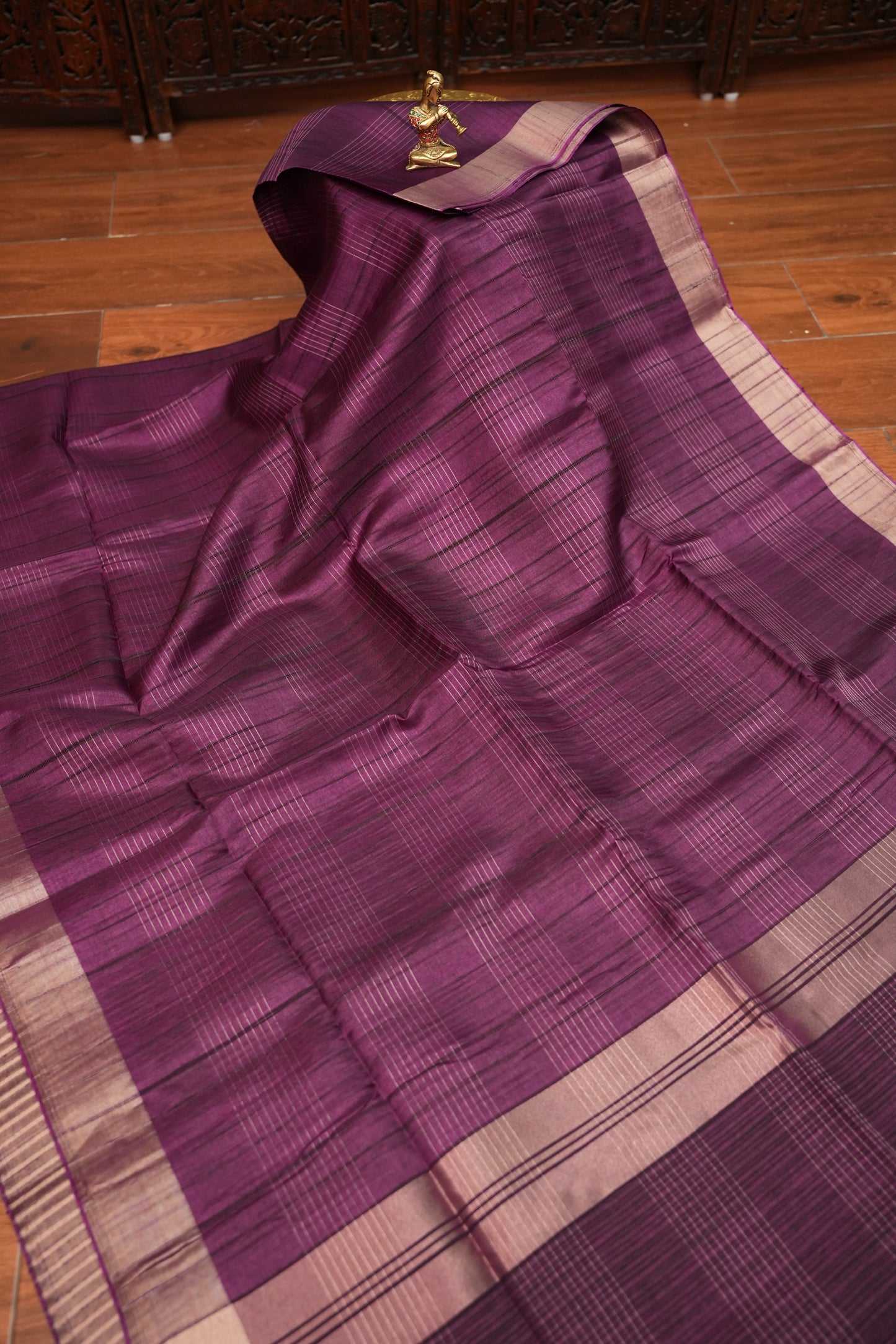 Semi Tussar Linen Silk Sarees - Purple