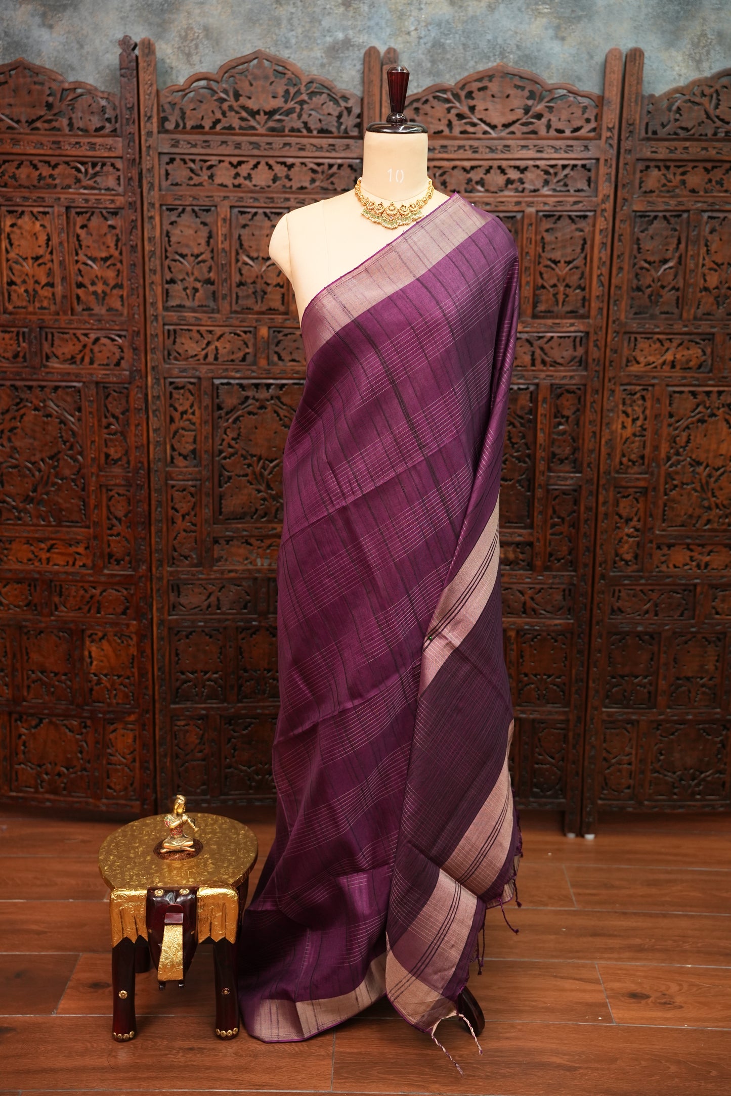 Semi Tussar Linen Silk Sarees - Purple