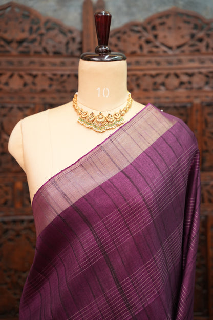 Semi Tussar Linen Silk Sarees - Purple