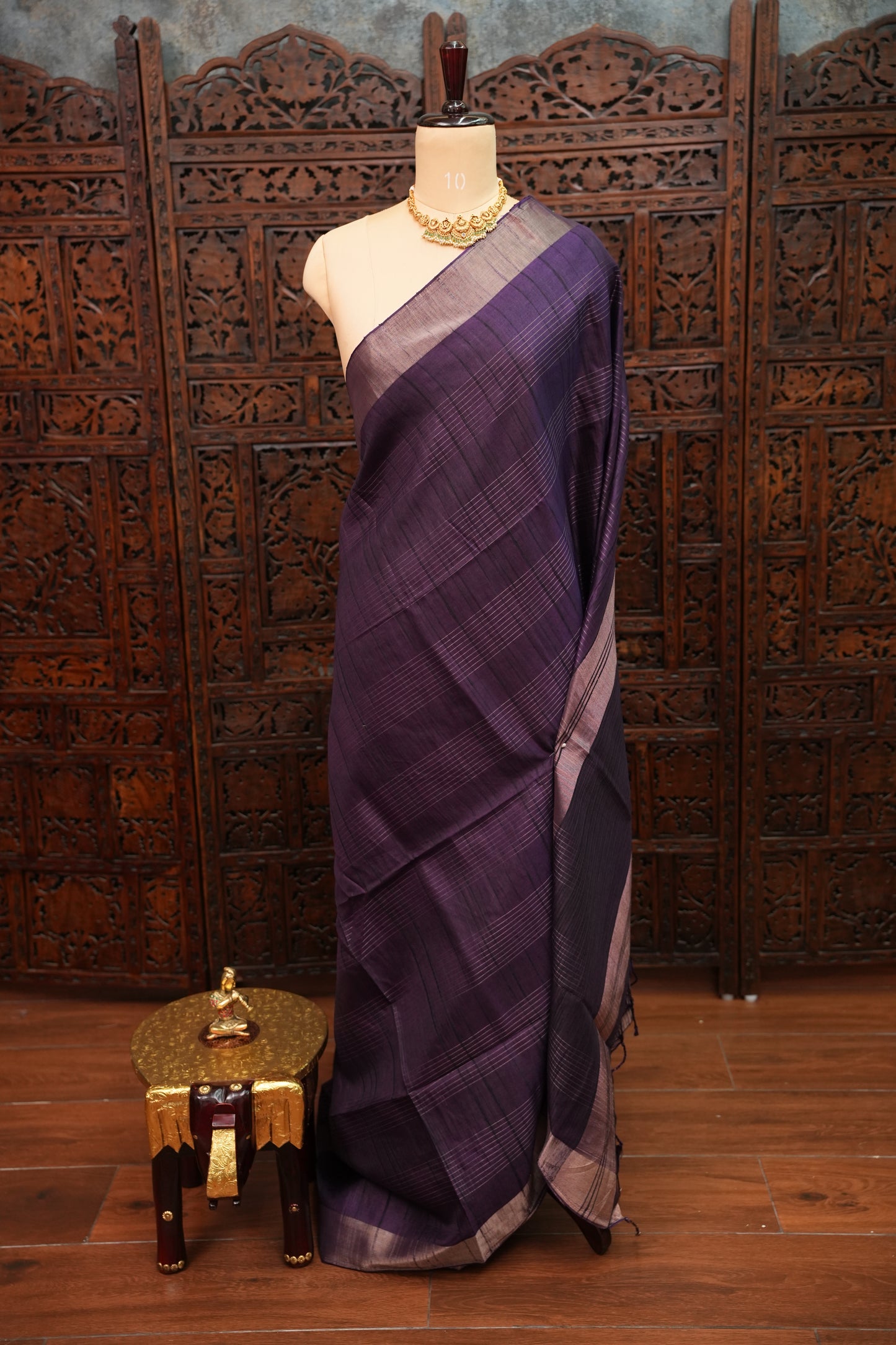 Semi Tussar Linen Silk Saree – Purple