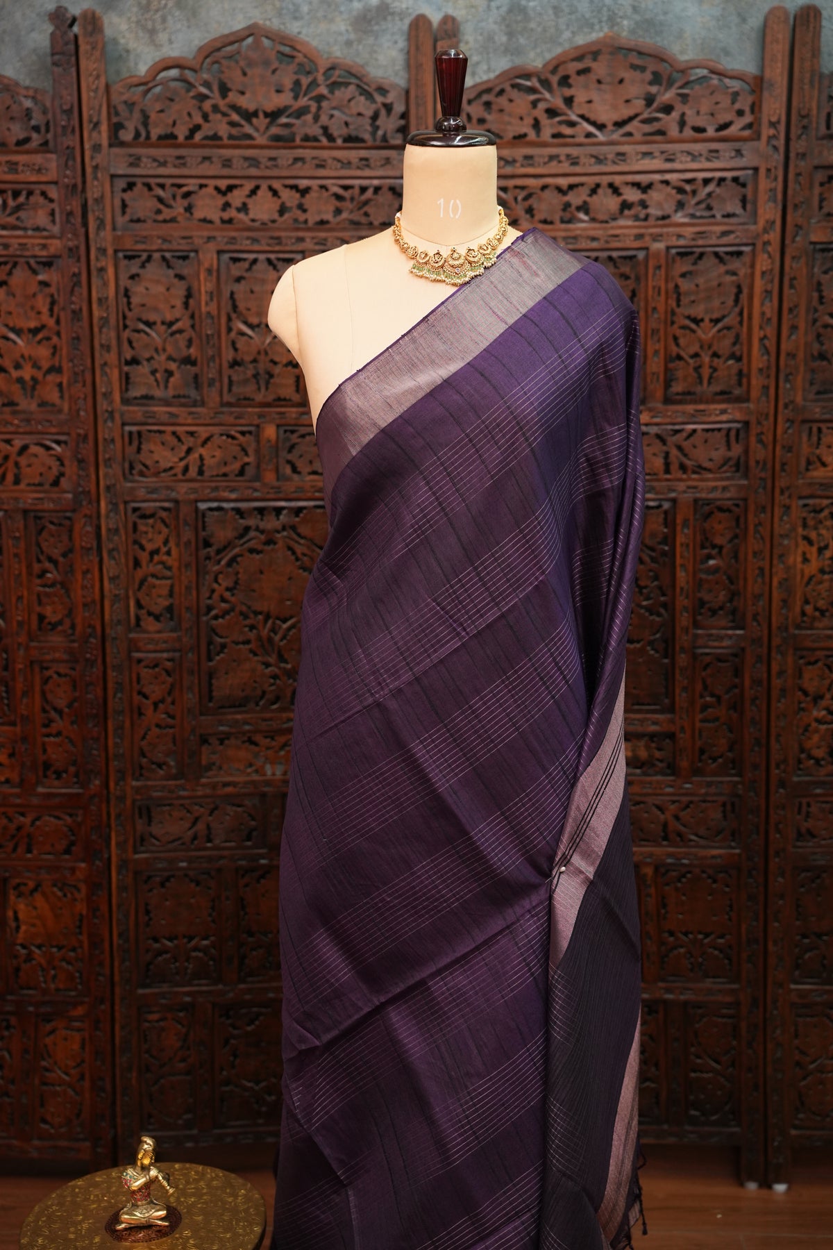 Semi Tussar Linen Silk Saree – Purple