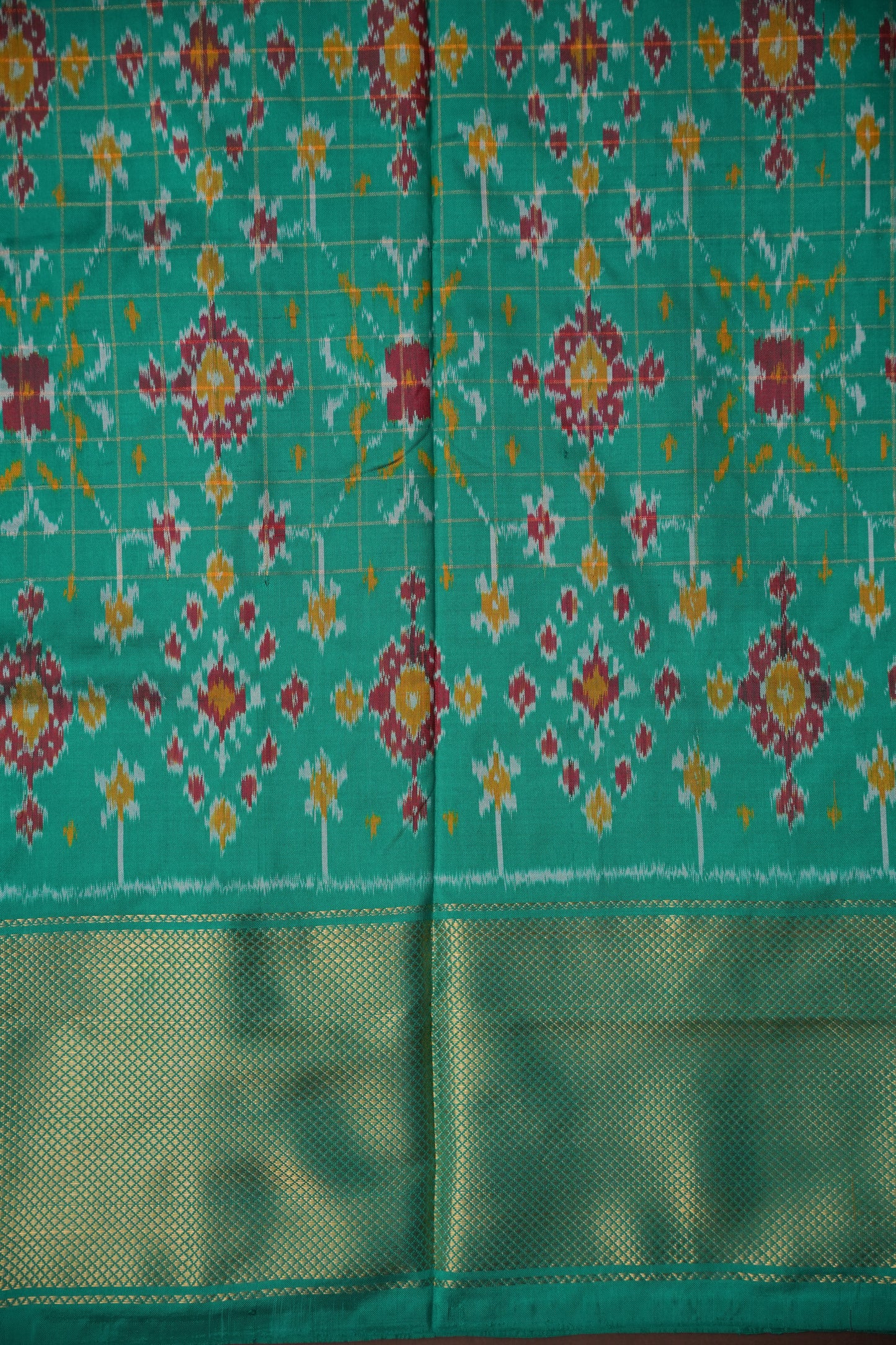 Pure Ikkat Soft Silk Saree - Pink & Turquoise Green