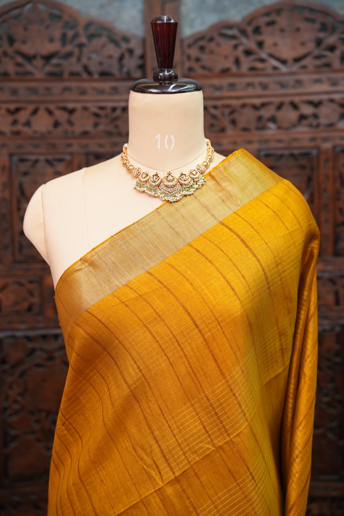 Semi Tussar Linen Silk Saree – Mustard Yellow