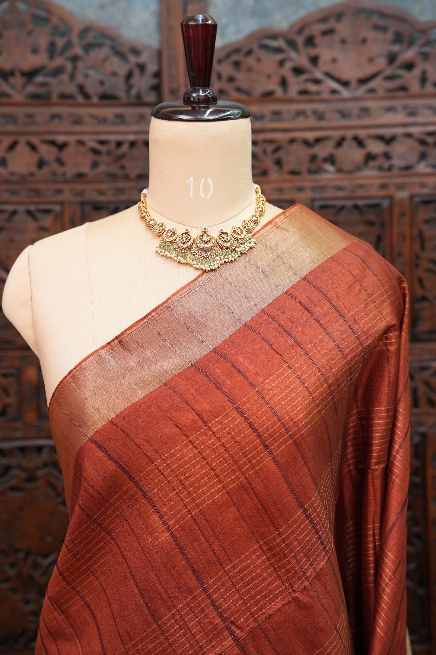 Semi Tussar Linen Silk Saree – Rust Orange