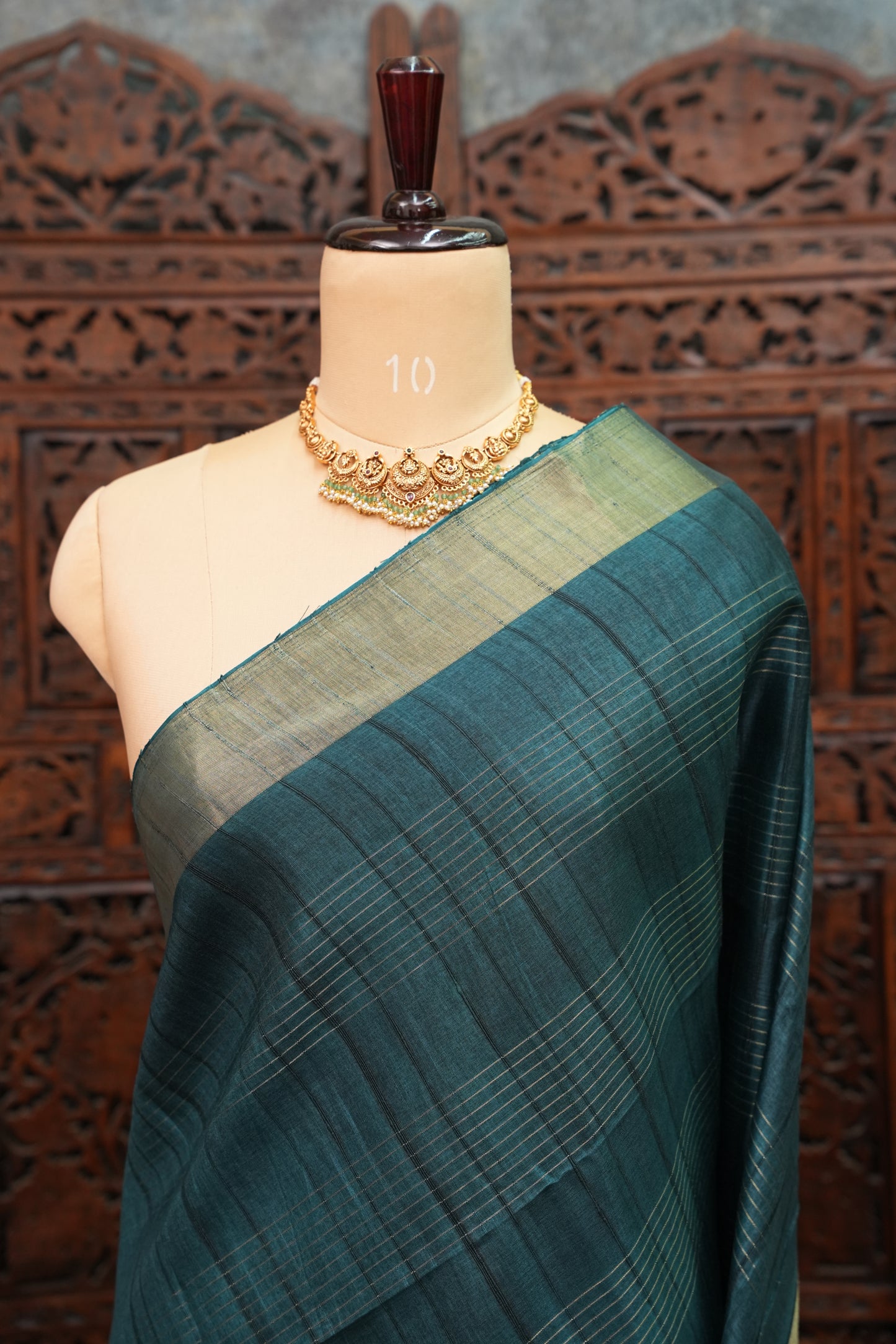 Semi Tussar Linen Silk Saree – Teal