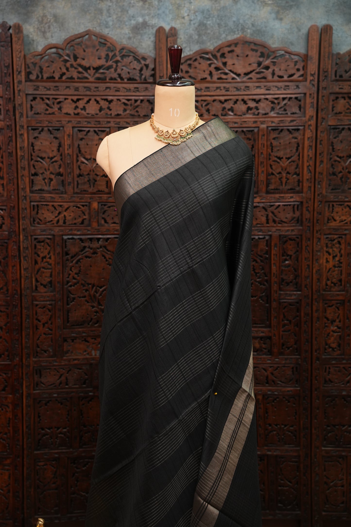 Semi Tussar Linen Silk Saree – Black
