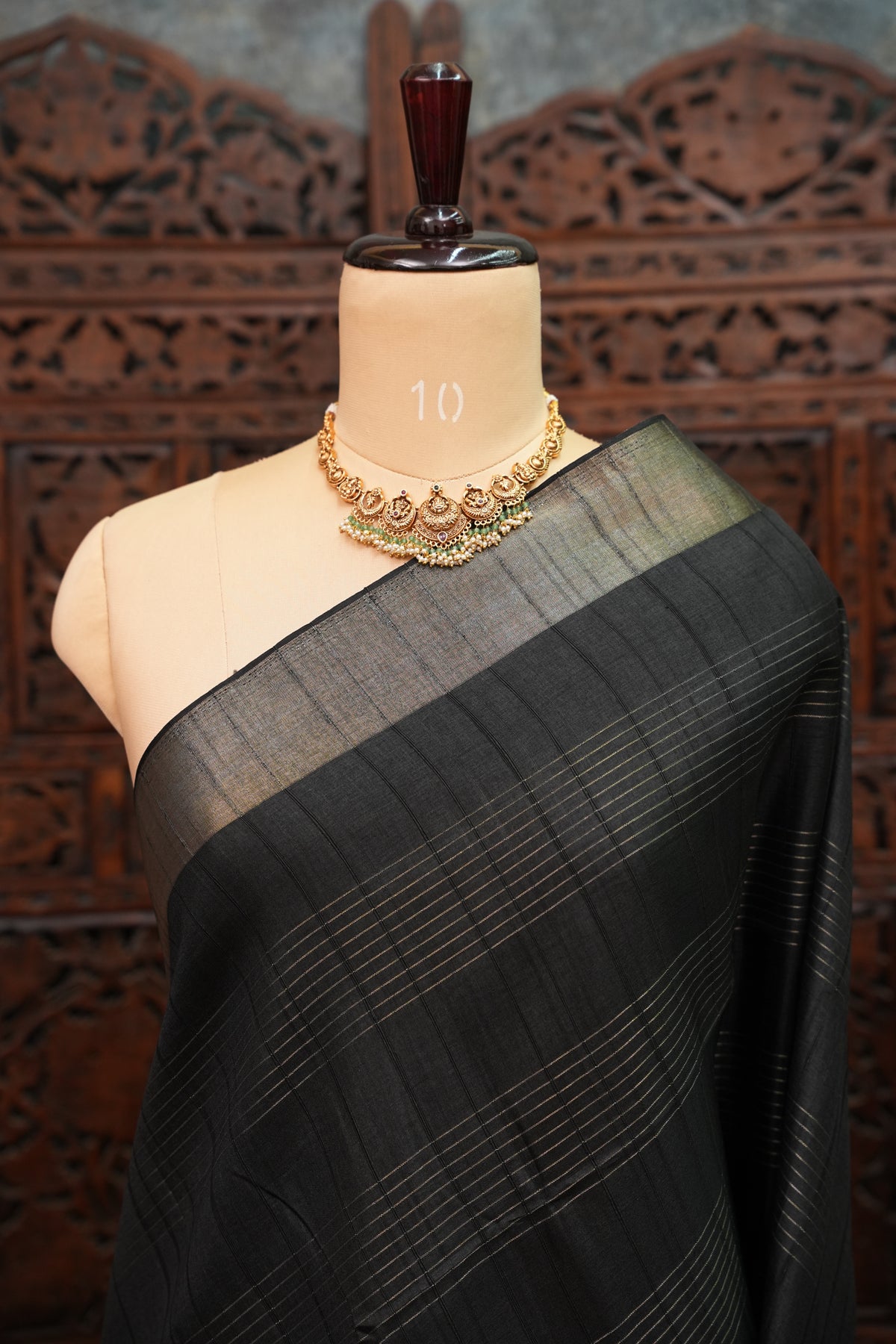 Semi Tussar Linen Silk Saree – Black