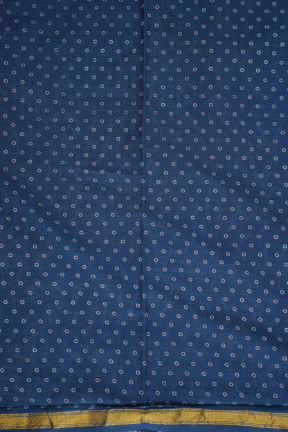 Warli Print Cotton Saree – Indigo Blue with Traditional Tribal Art Motifs