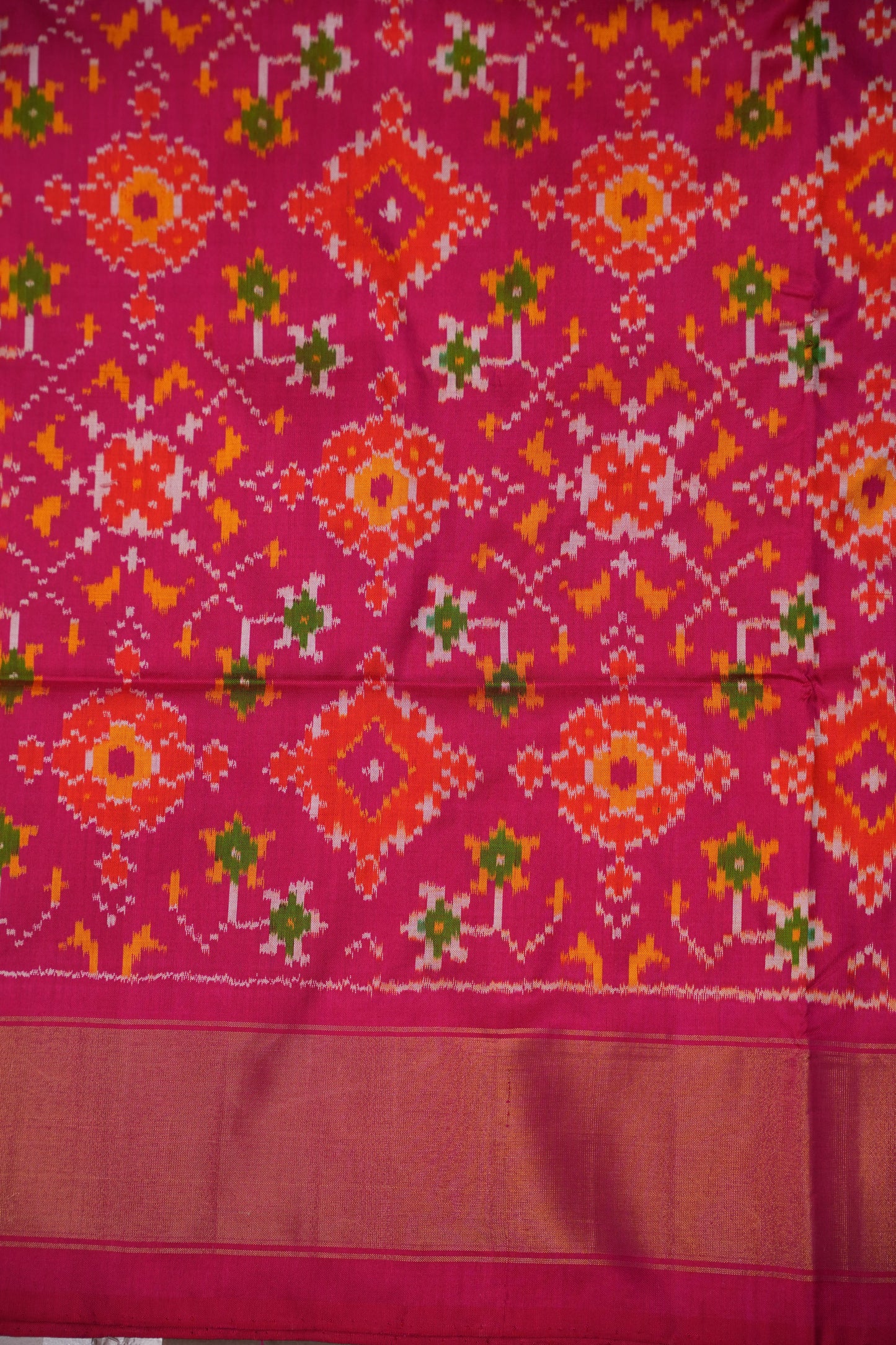 Pure Ikkat Soft Silk Saree - Magenta Pink