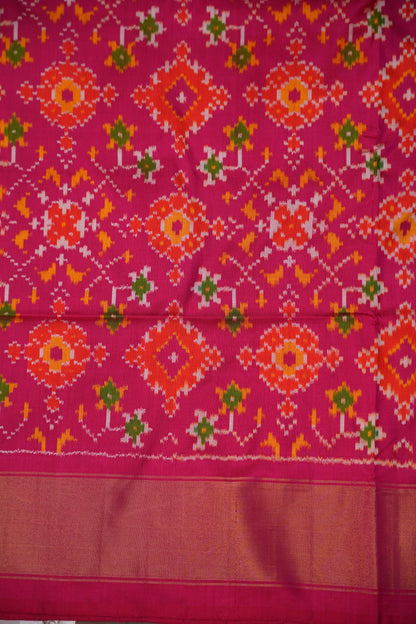 Pure Ikkat Soft Silk Saree - Magenta Pink
