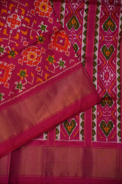 Pure Ikkat Soft Silk Saree - Magenta Pink