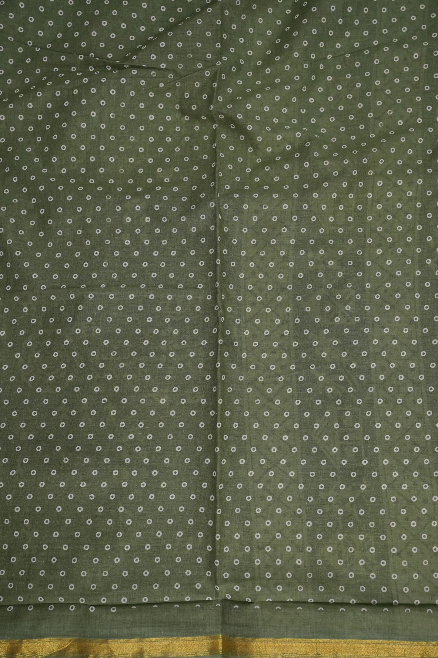 Earthy Elegance Handloom cotton Saree – Olive Green with Tribal Motifs