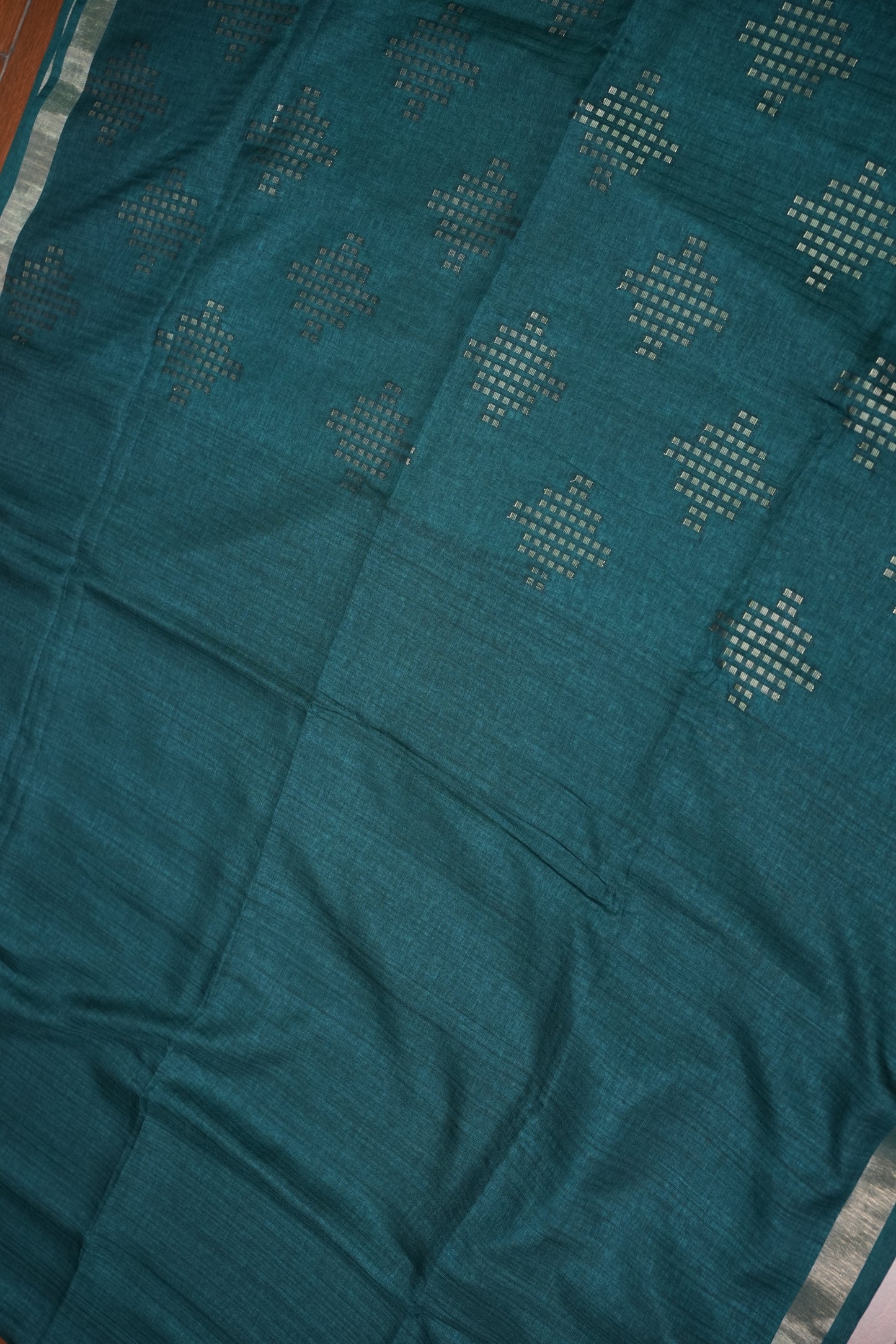 Linen Tussar Silk Saree – Teal