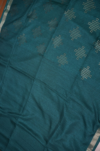 Linen Tussar Silk Saree – Teal