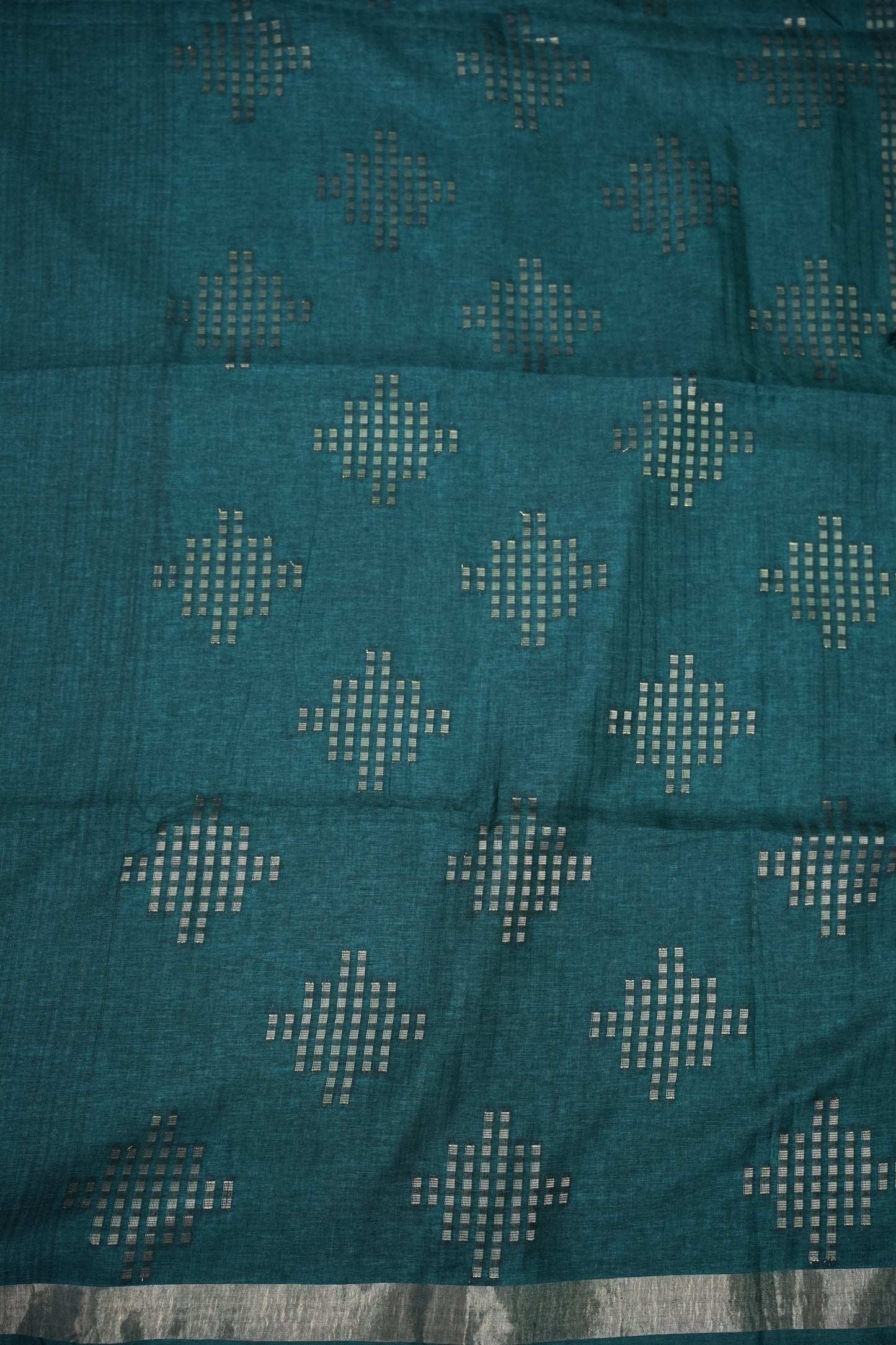 Linen Tussar Silk Saree – Teal