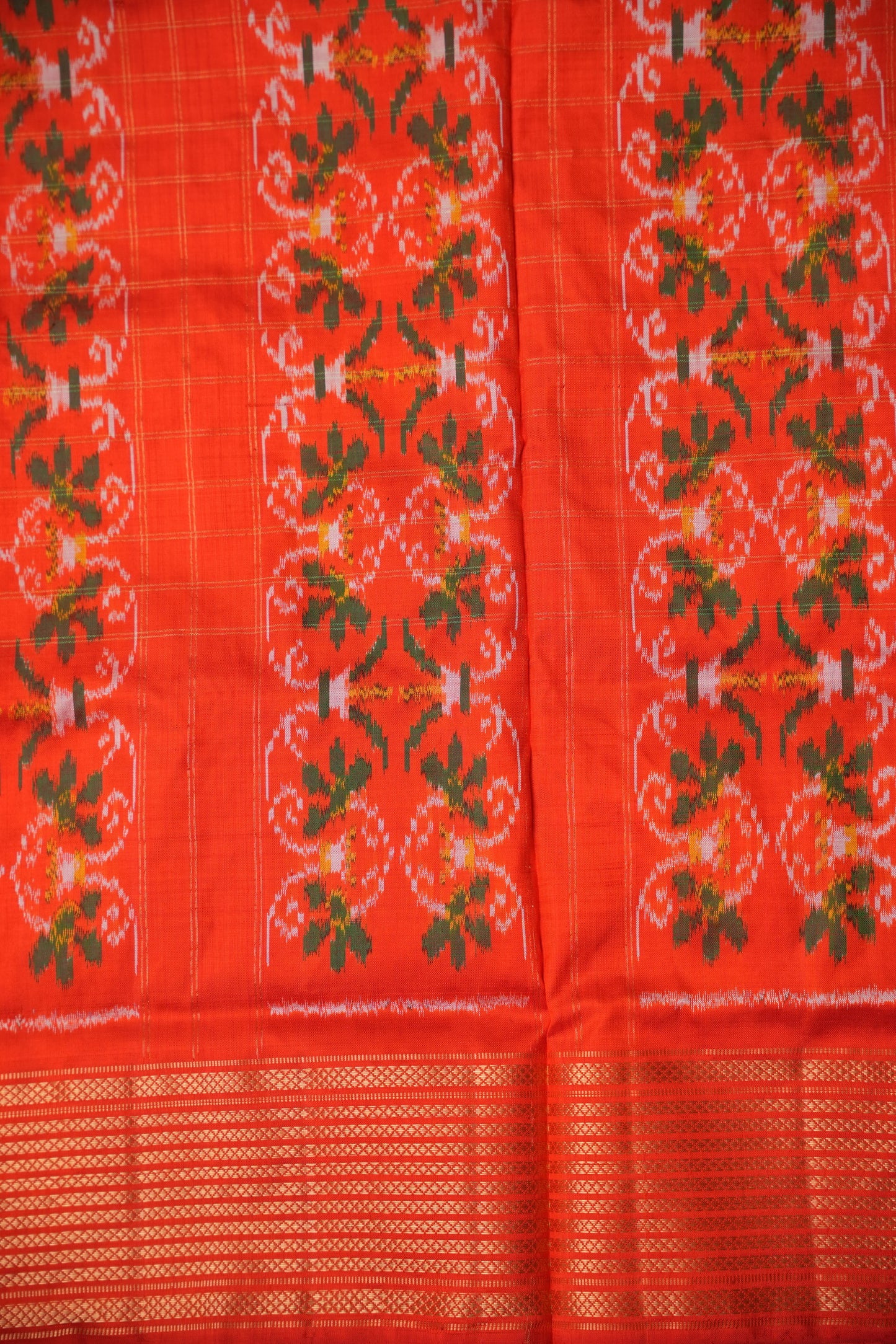 Pure Ikkat Soft Silk Saree - Blue & Orange