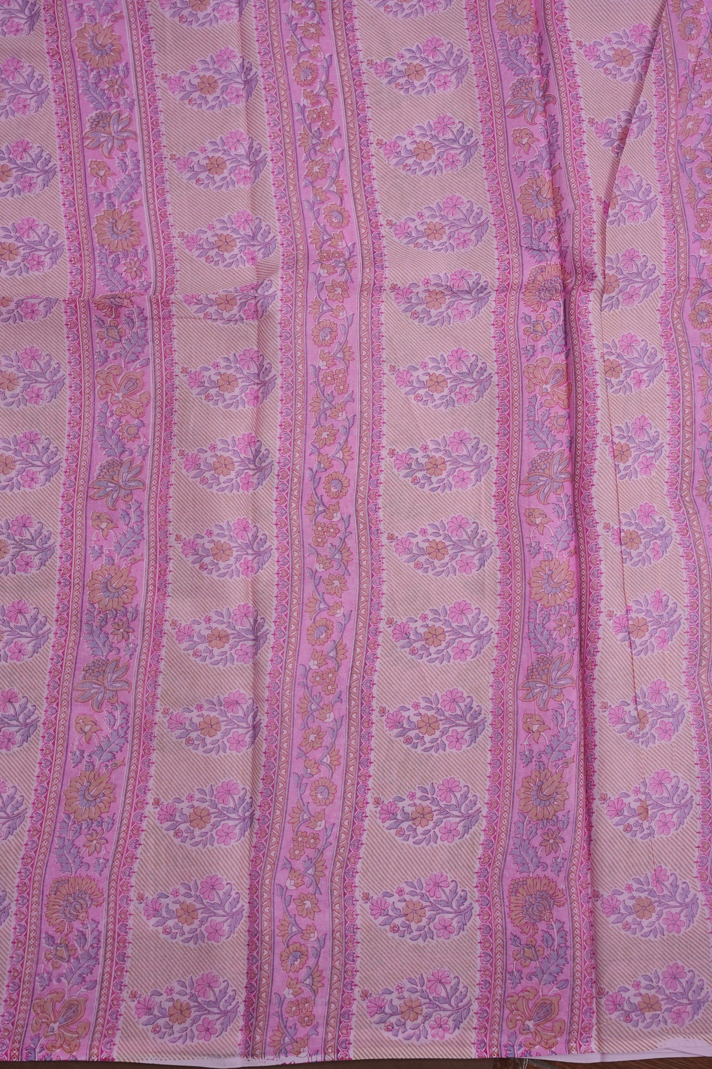 Soft Pastel Floral cotton Saree – Blush Pink with Delicate Multicolour Buttas