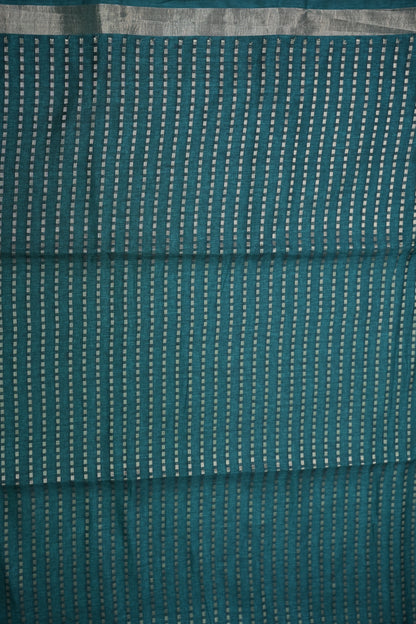 Linen Tussar Silk Saree – Teal