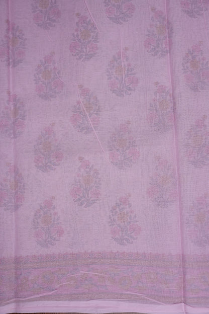 Soft Pastel Floral cotton Saree – Blush Pink with Delicate Multicolour Buttas