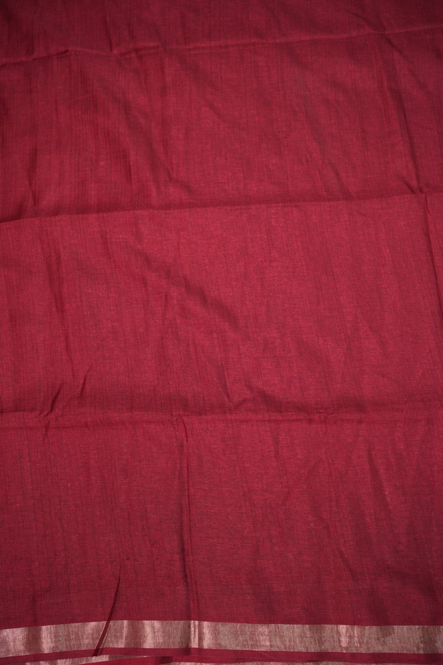 Linen Tussar Silk Saree – Deep Red