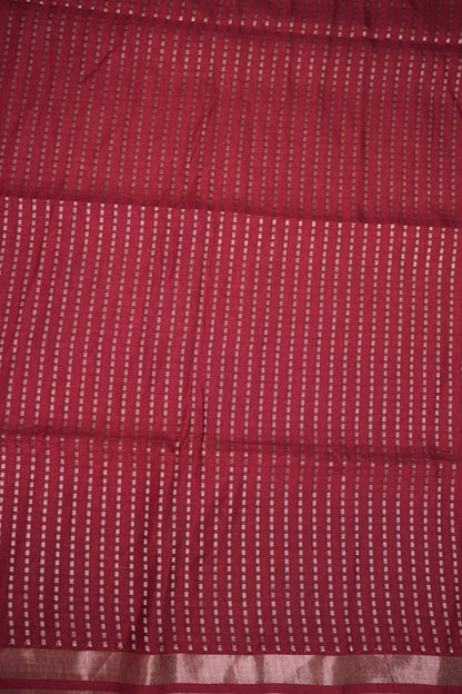 Linen Tussar Silk Saree – Deep Red