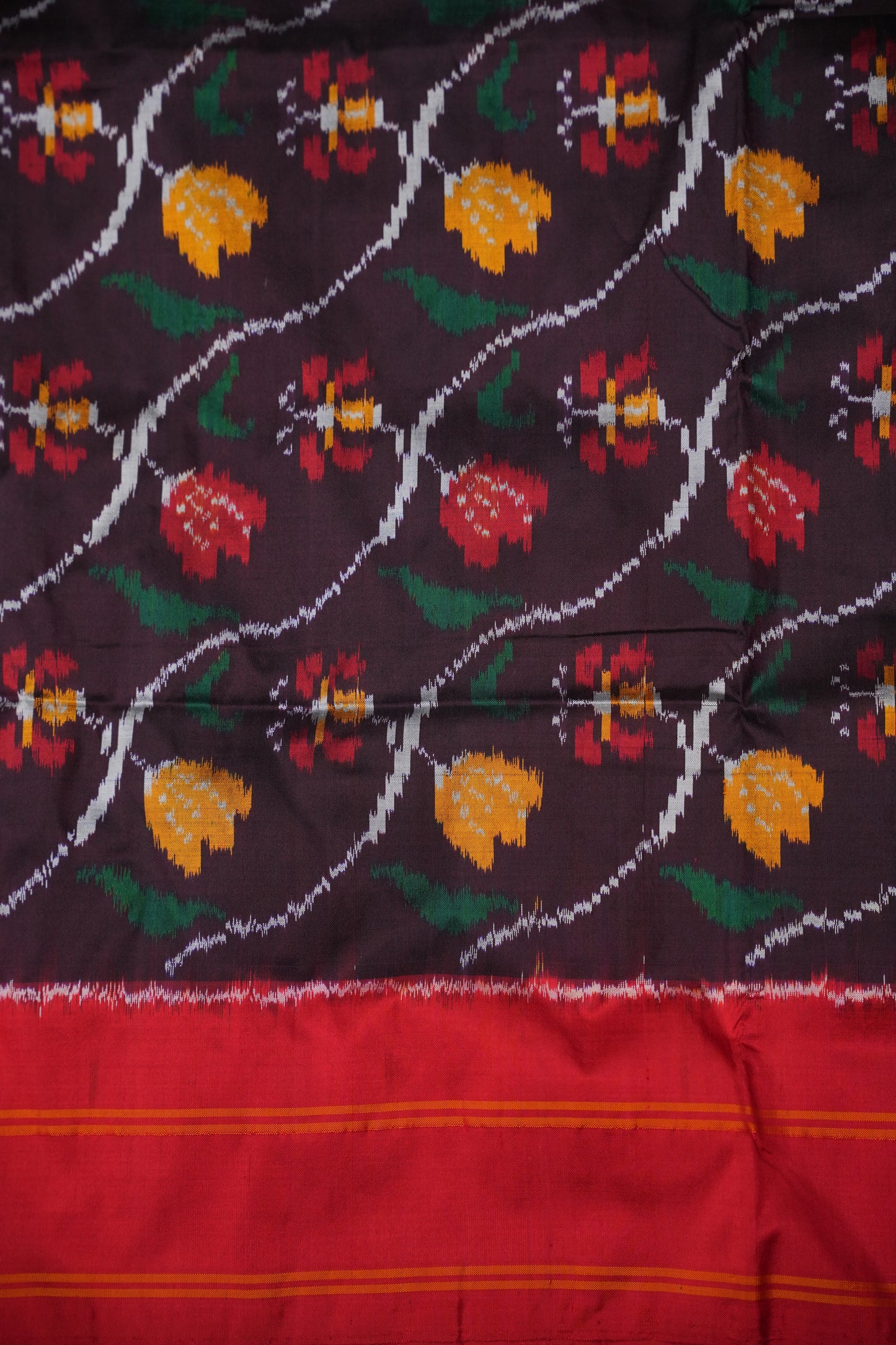 Pure Ikkat Soft Silk Saree - Black & Red