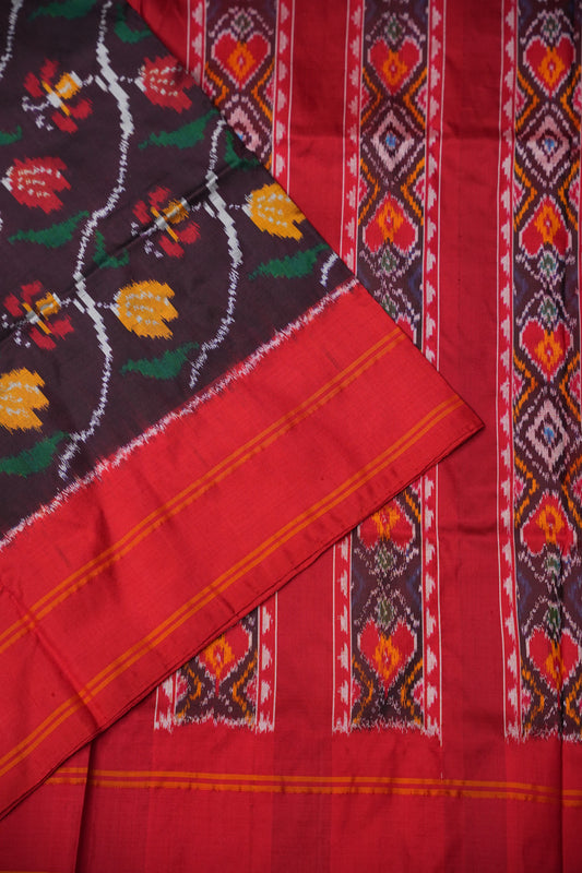 Pure Ikkat Soft Silk Saree - Black & Red