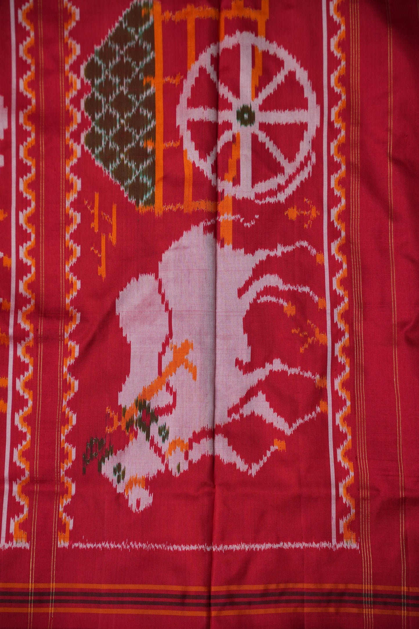 Pure Ikkat Soft Silk Saree - Baby Pink & Red