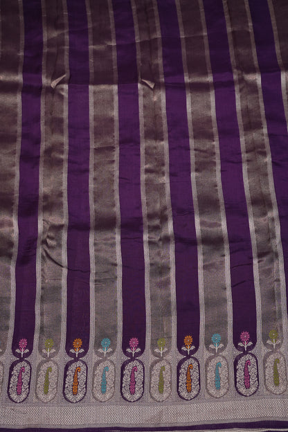 Mellow Tissue & Banarasi Fusion Saree with Meenakari Detailing – Royal Purple