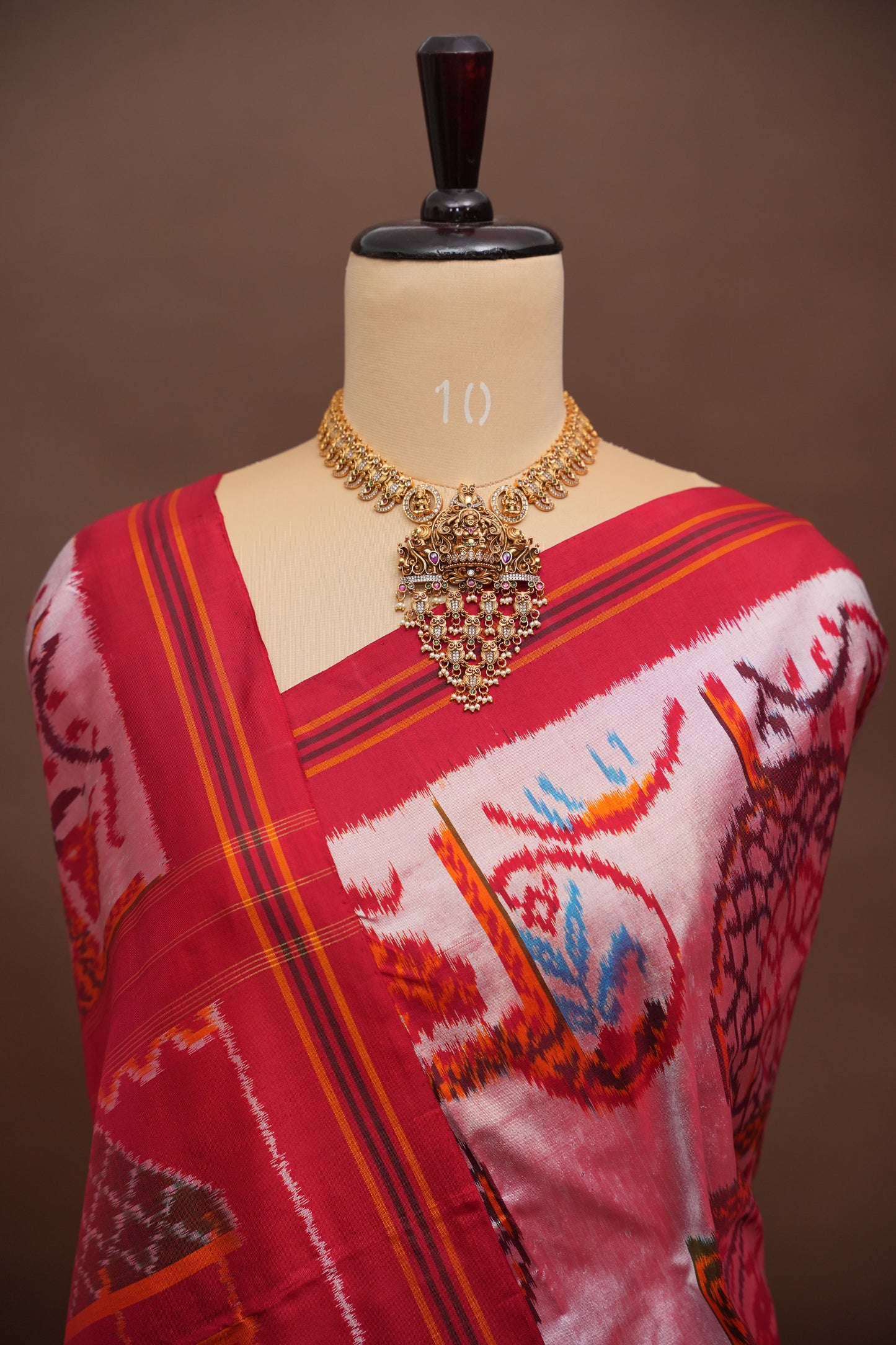 Pure Ikkat Soft Silk Saree - Baby Pink & Red
