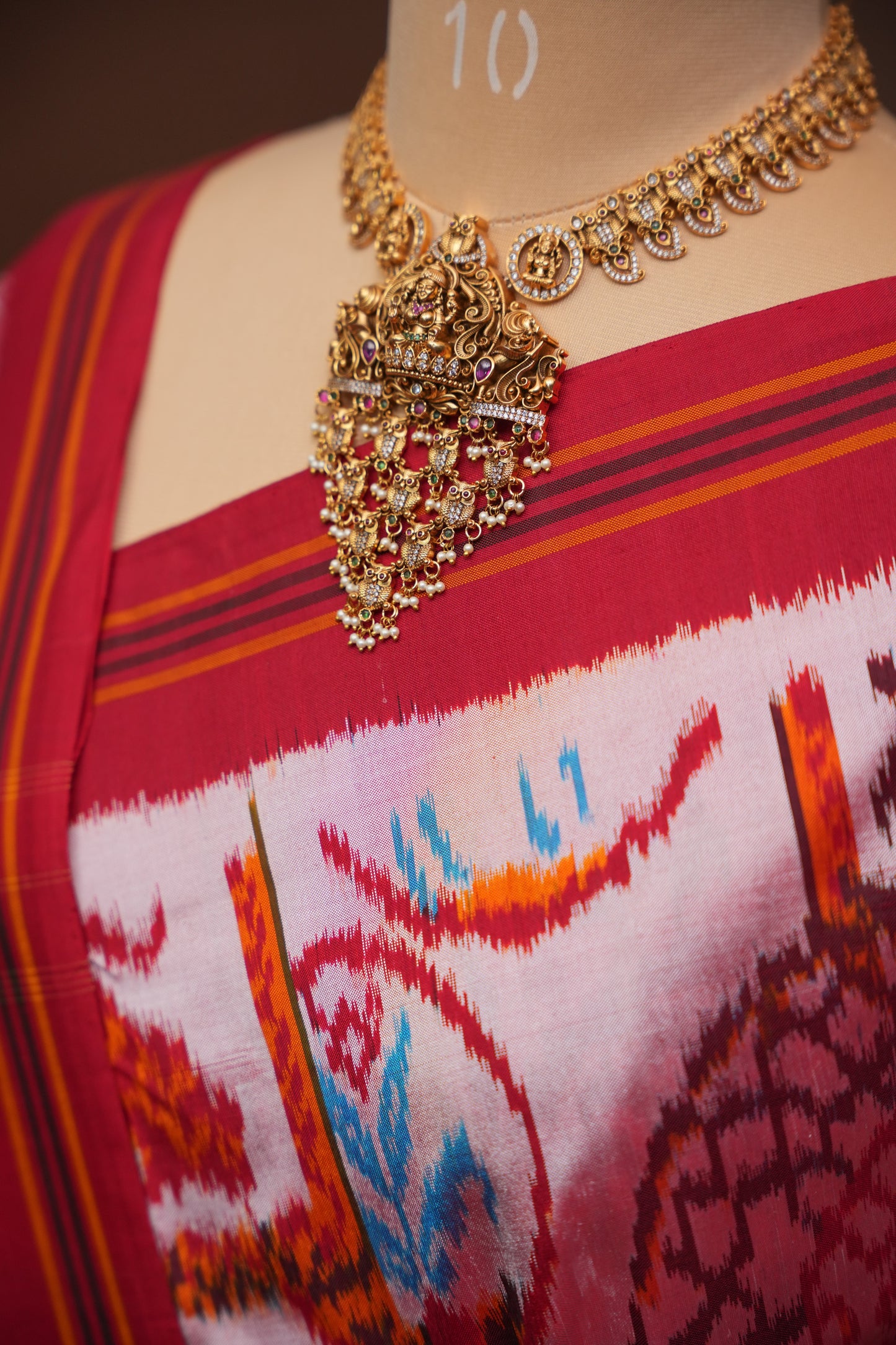 Pure Ikkat Soft Silk Saree - Baby Pink & Red
