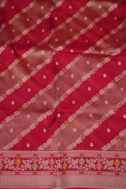 Mellow Tissue & Banarasi Fusion Saree with Meenakari Detailing – Rani Pink