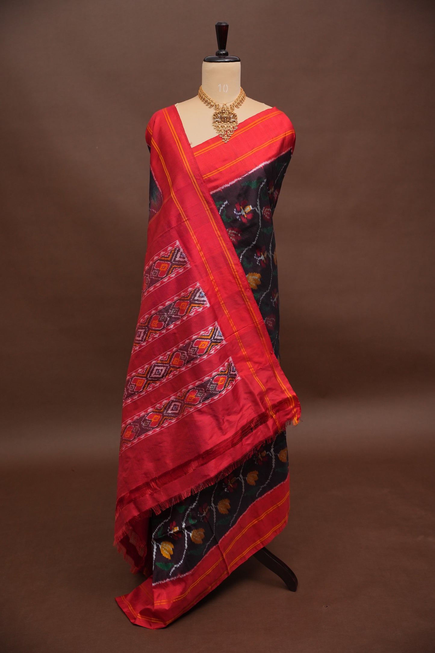 Pure Ikkat Soft Silk Saree - Black & Red