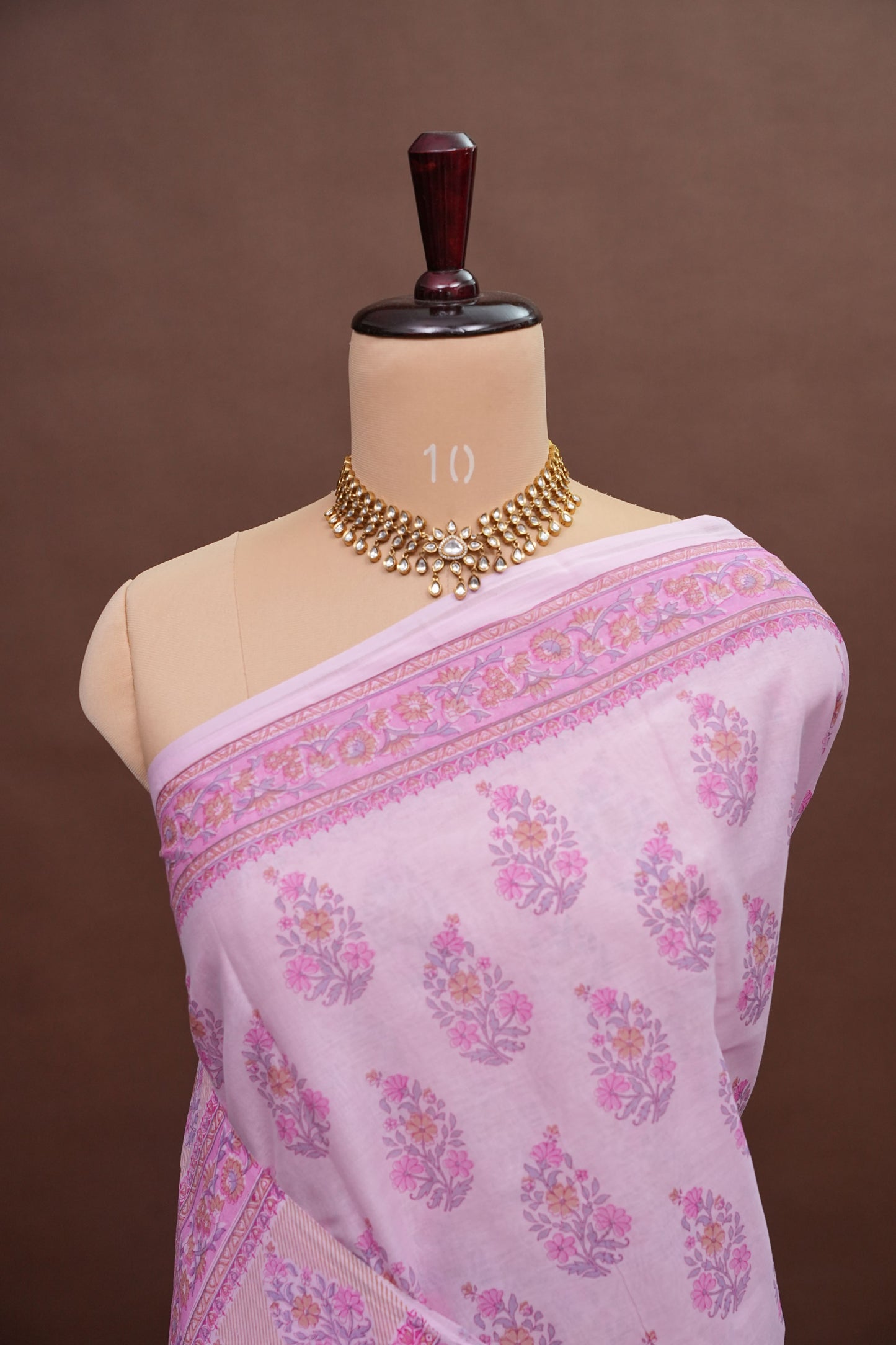 Soft Pastel Floral cotton Saree – Blush Pink with Delicate Multicolour Buttas