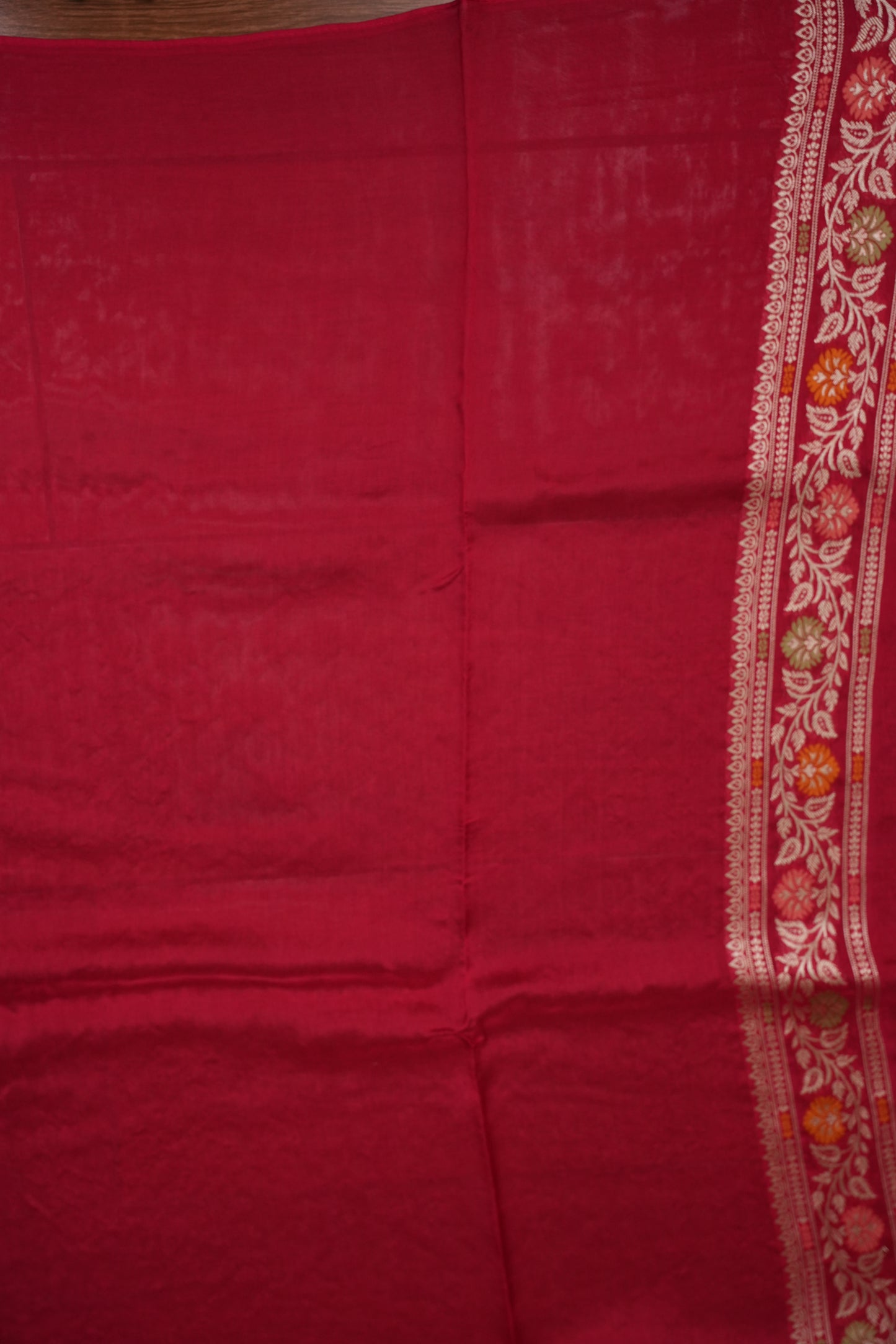 Mellow Tissue & Banarasi Fusion Saree with Meenakari Detailing – Rani Pink