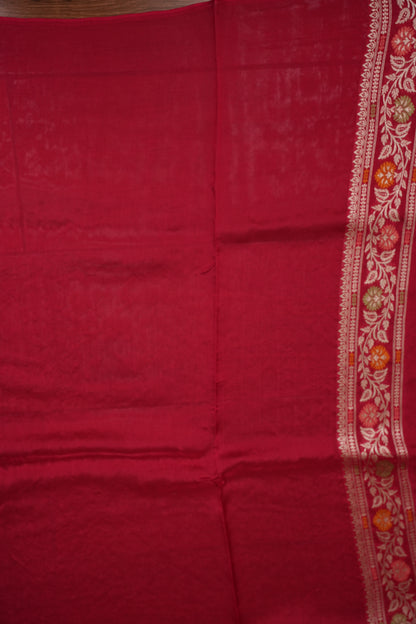 Mellow Tissue & Banarasi Fusion Saree with Meenakari Detailing – Rani Pink