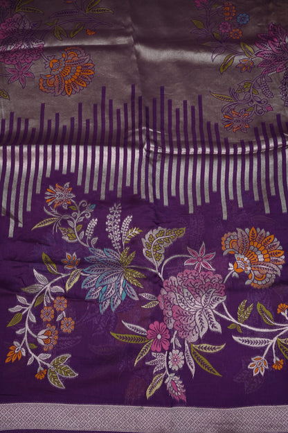 Mellow Tissue & Banarasi Fusion Saree with Meenakari Detailing – Lavender Purple