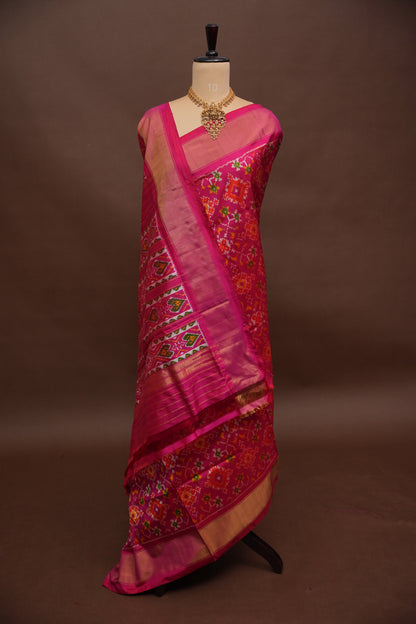 Pure Ikkat Soft Silk Saree - Magenta Pink