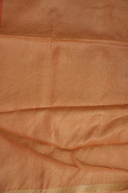 Tissue Linen Silk Saree – Rust Orange with Subtle Gold Zari Border