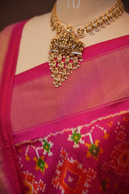 Pure Ikkat Soft Silk Saree - Magenta Pink
