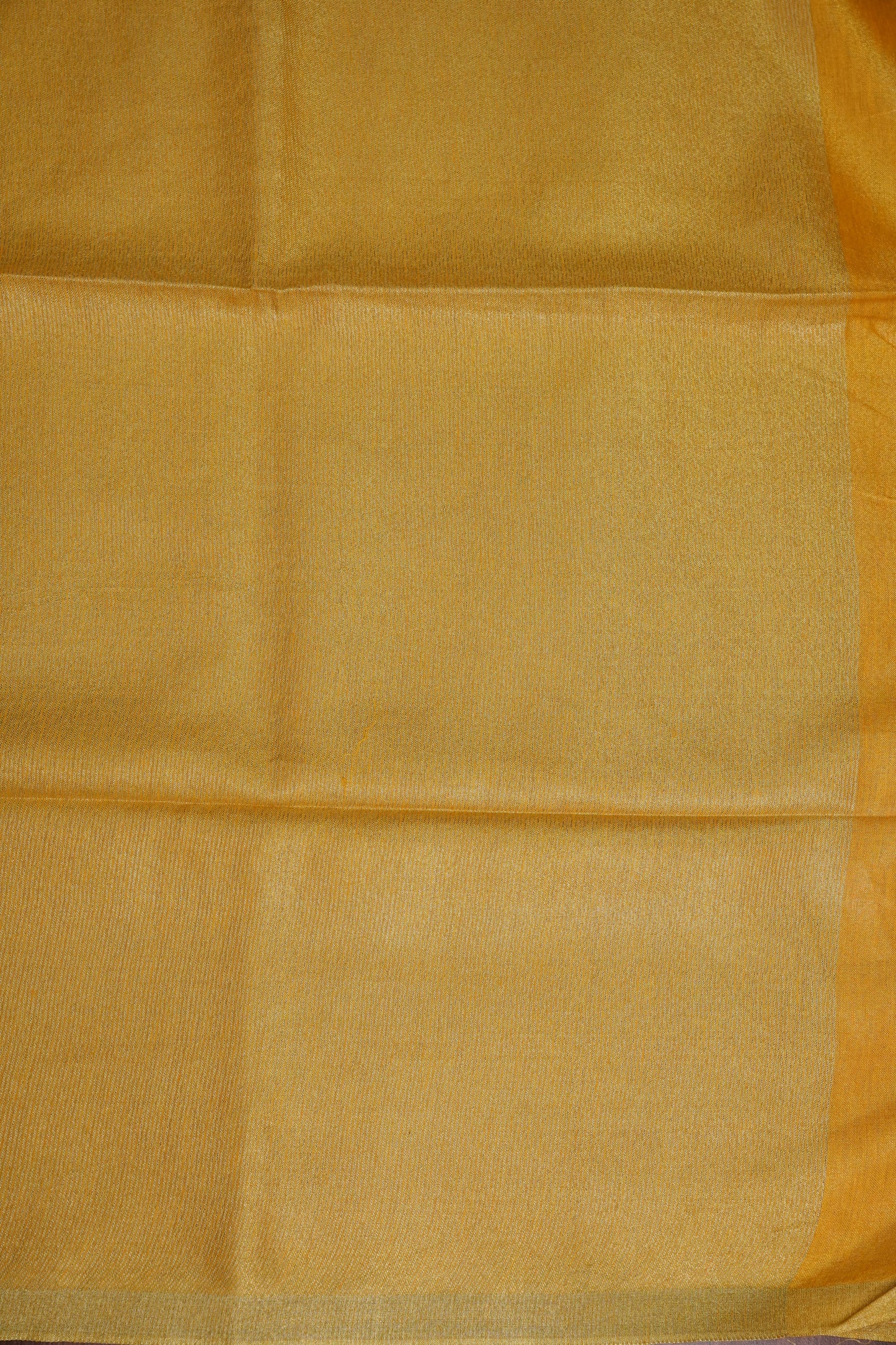 Tissue Linen Silk Saree – Mustard Yellow with Subtle Gold Zari Border