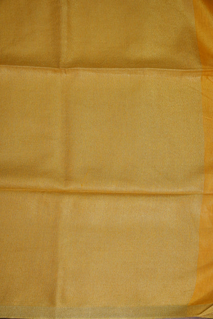 Tissue Linen Silk Saree – Mustard Yellow with Subtle Gold Zari Border