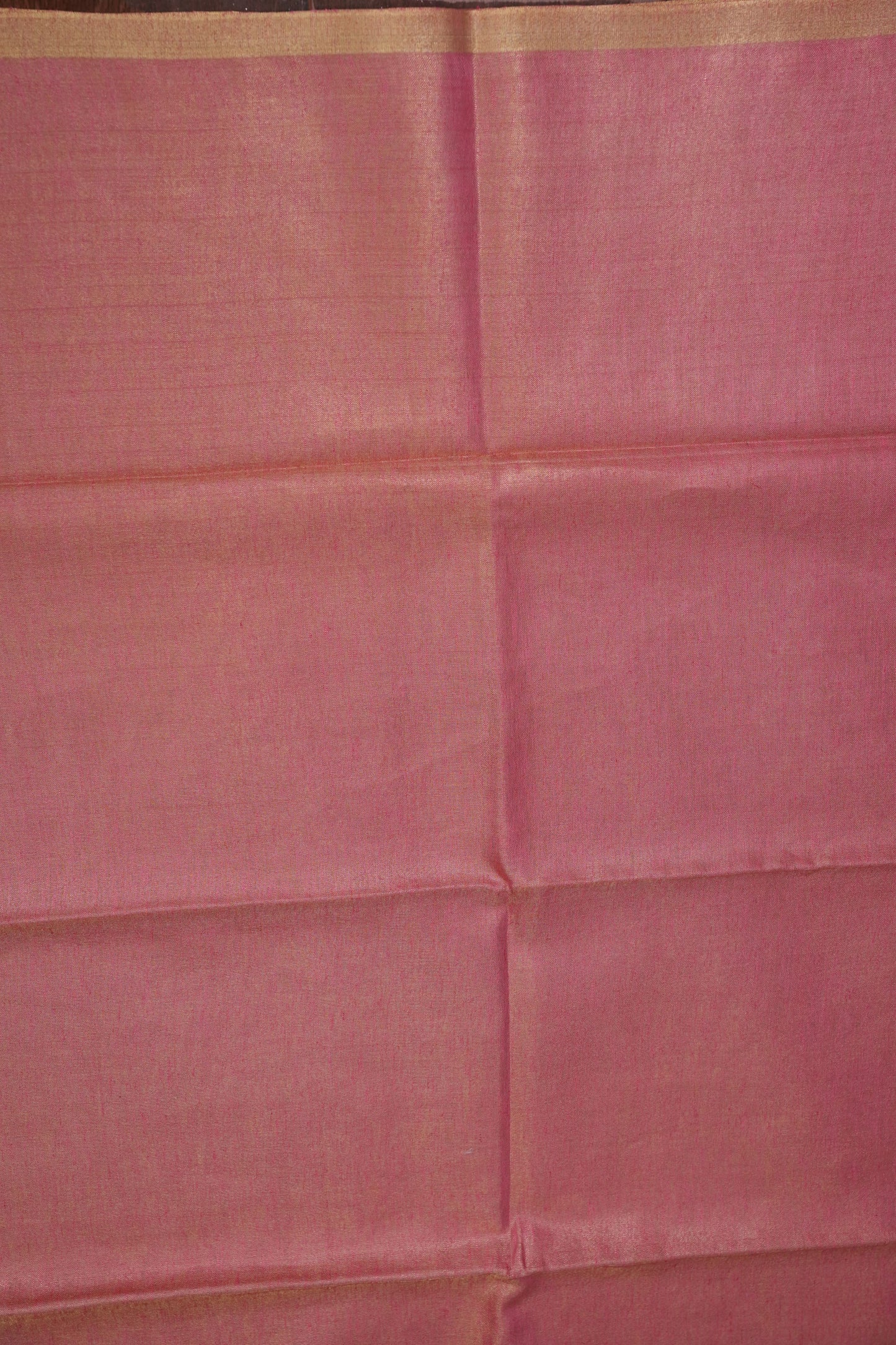 Tissue Linen Silk Saree – Blush Pink with Subtle Gold Zari Border
