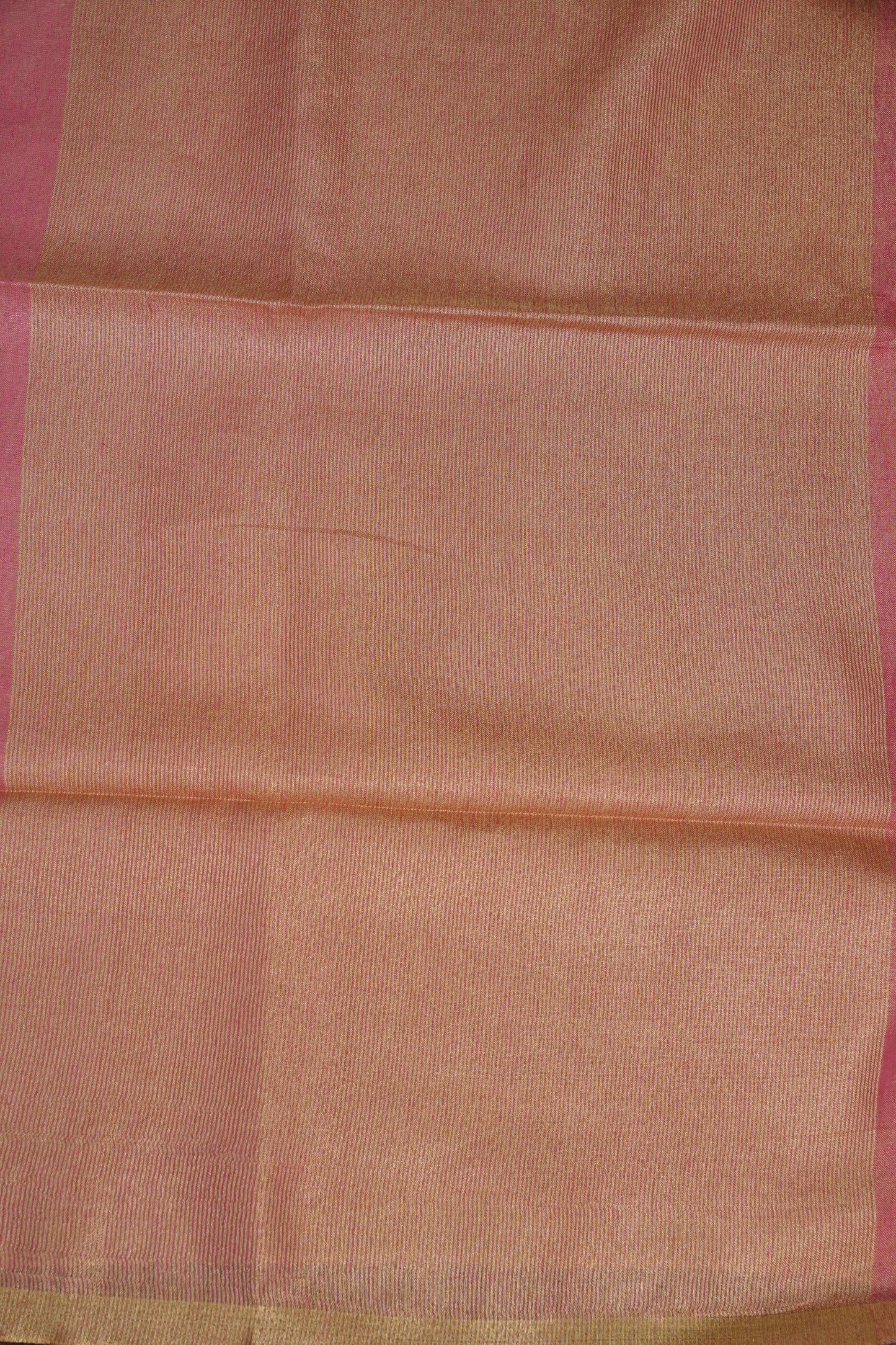 Tissue Linen Silk Saree – Blush Pink with Subtle Gold Zari Border
