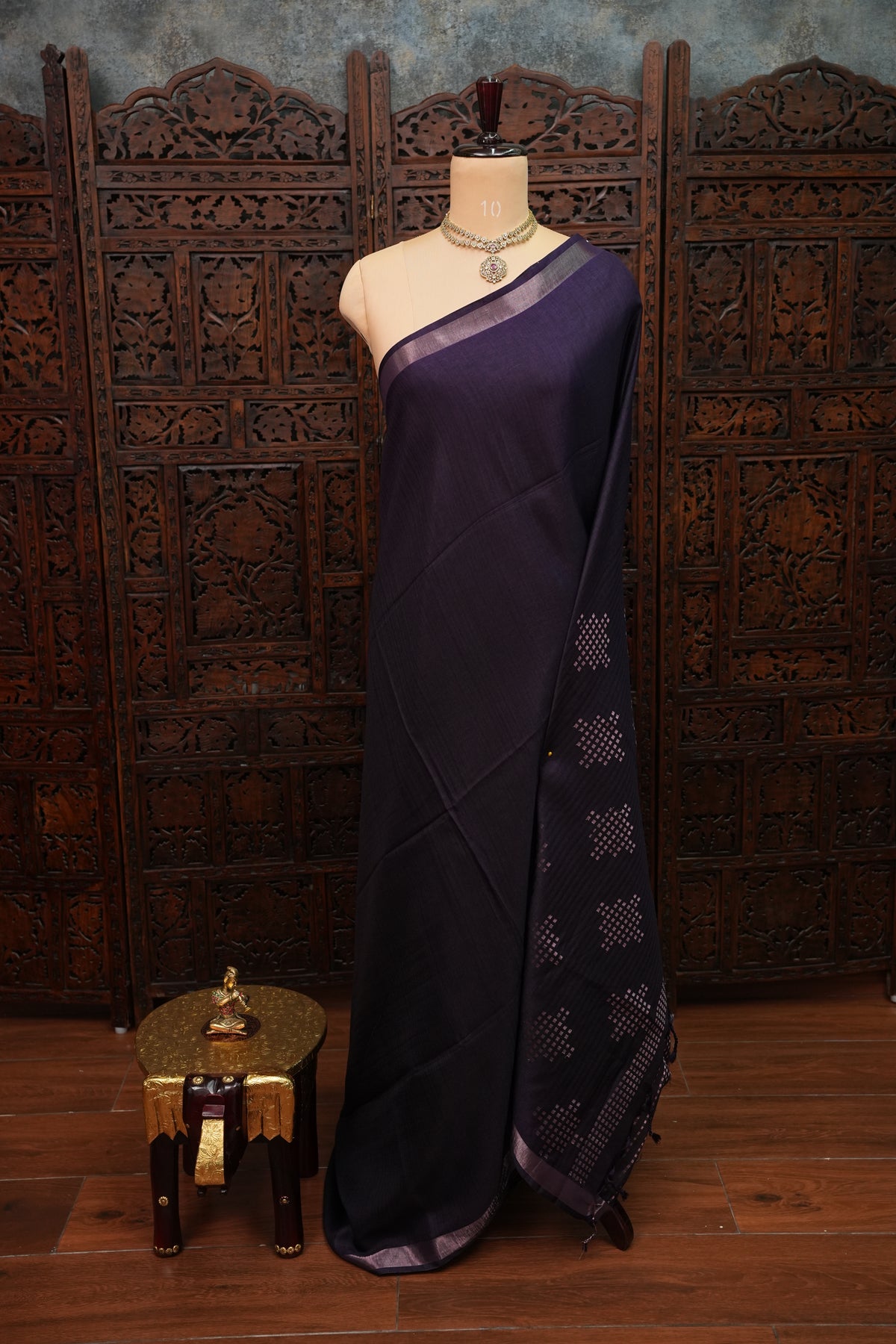 Linen Tussar Silk Saree – Purple