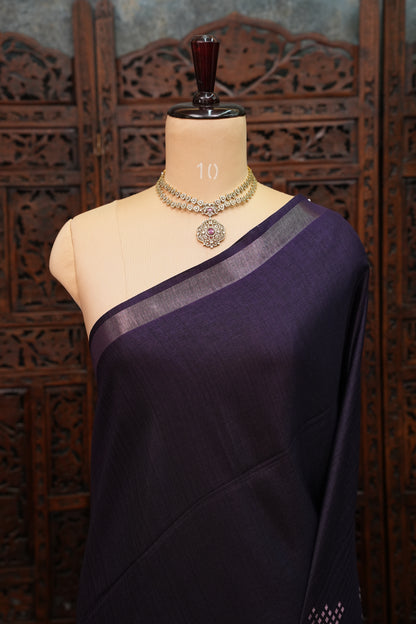 Linen Tussar Silk Saree – Purple